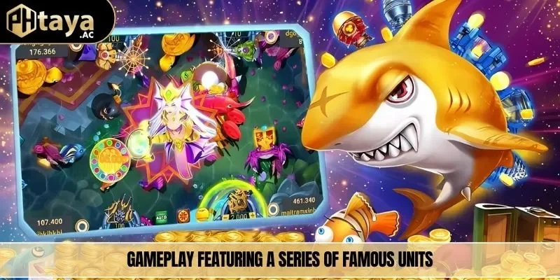 Gameplay featuring a series of famous units